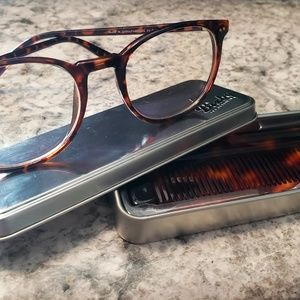 AE Tortoise round blue light glasses w Bixby comb